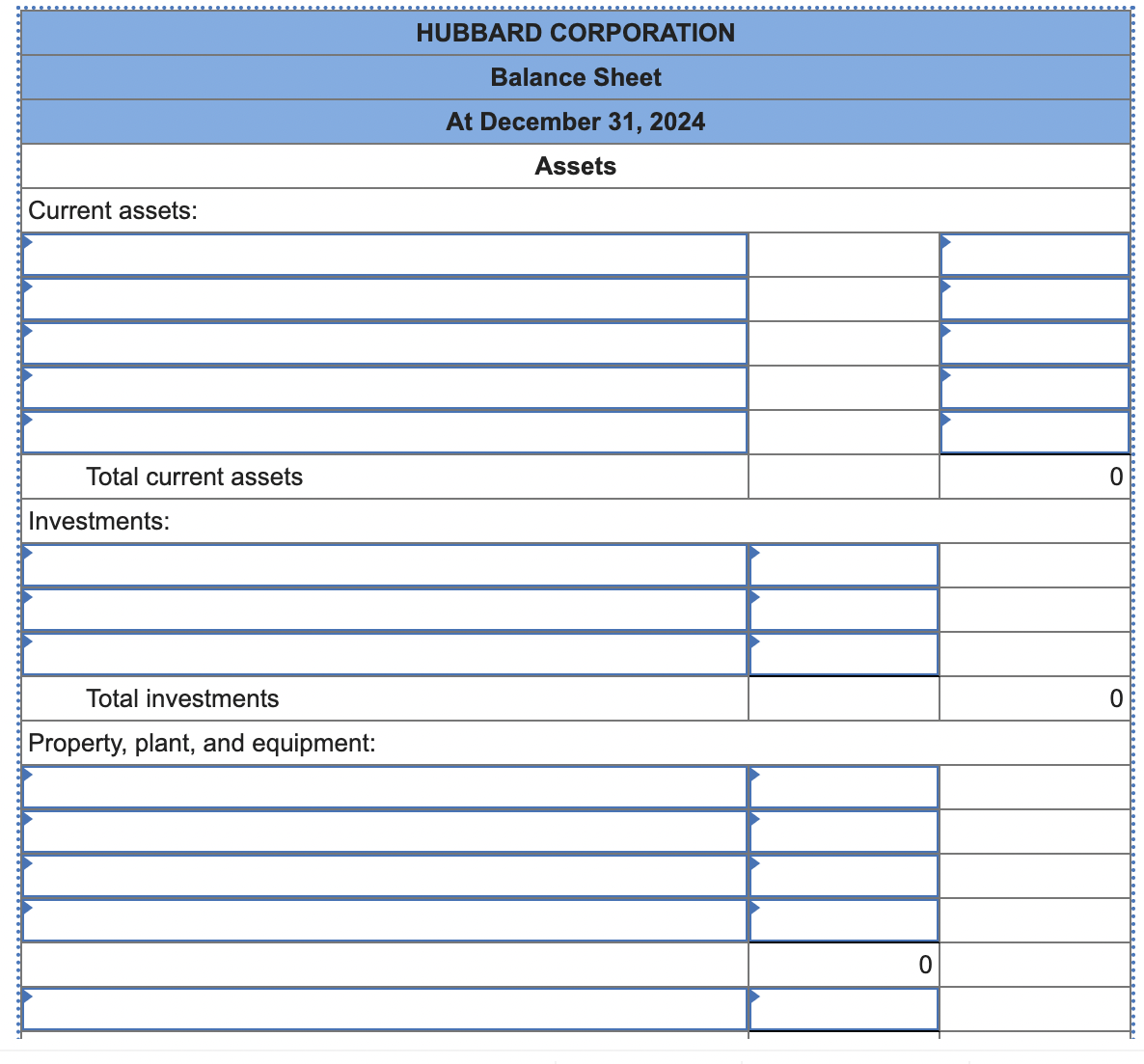 Solved he following balance sheet for the Hubbard | Chegg.com