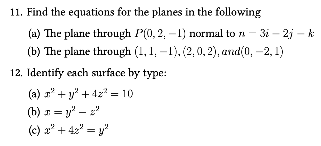 Solved 11. Find the equations for the planes in the | Chegg.com