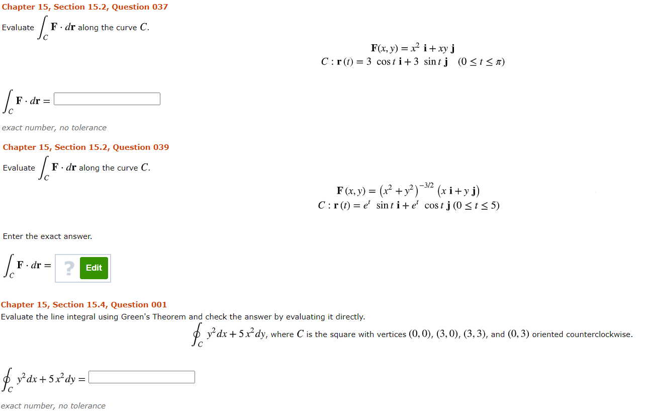 Solved Chapter 15 Section 15 2 Question 037 Evaluate F Chegg Com