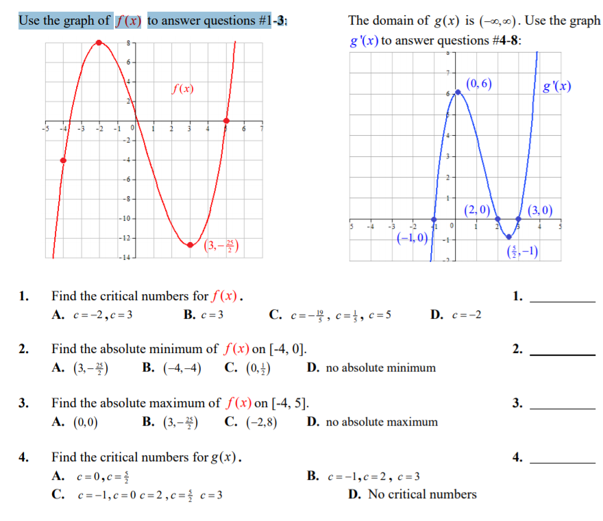 Use The Graph Of F X To Answer Questions 1 3 The Chegg Com