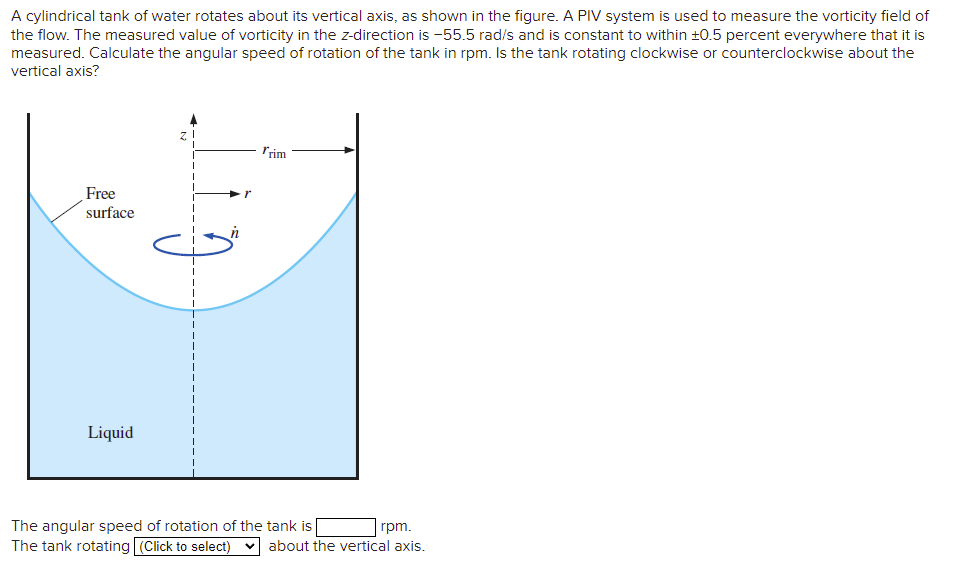 Solved A cylindrical tank of water rotates about its | Chegg.com