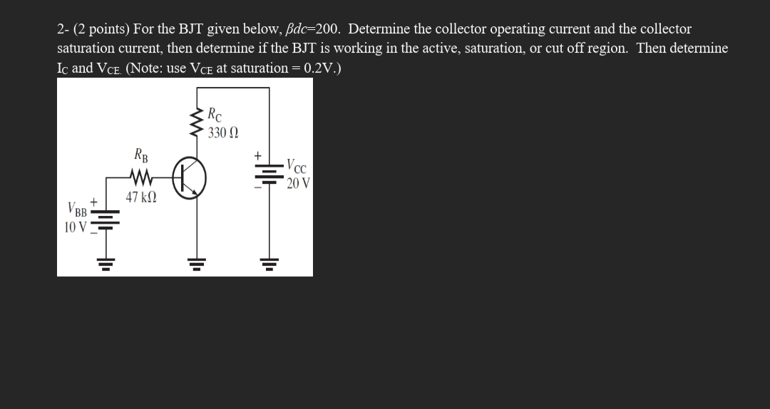 Points For The Bjt Given Below Dc Chegg Com