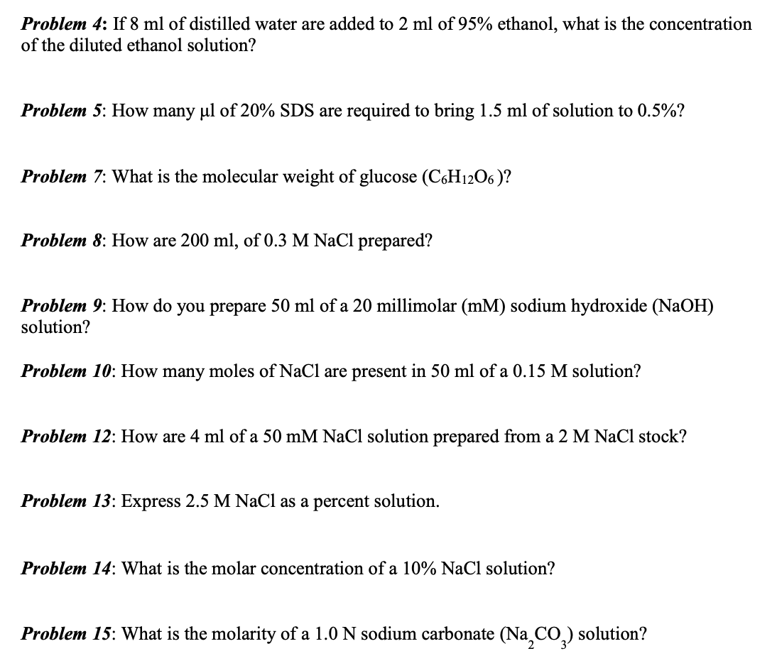 Solved Problem 4 If 8 ml of distilled water are added to 2
