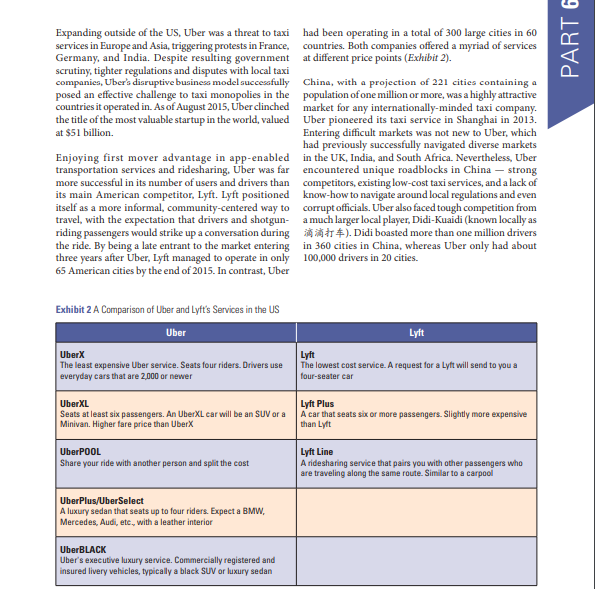Solved Casse Uber: Competing As Market Leader In The US | Chegg.com