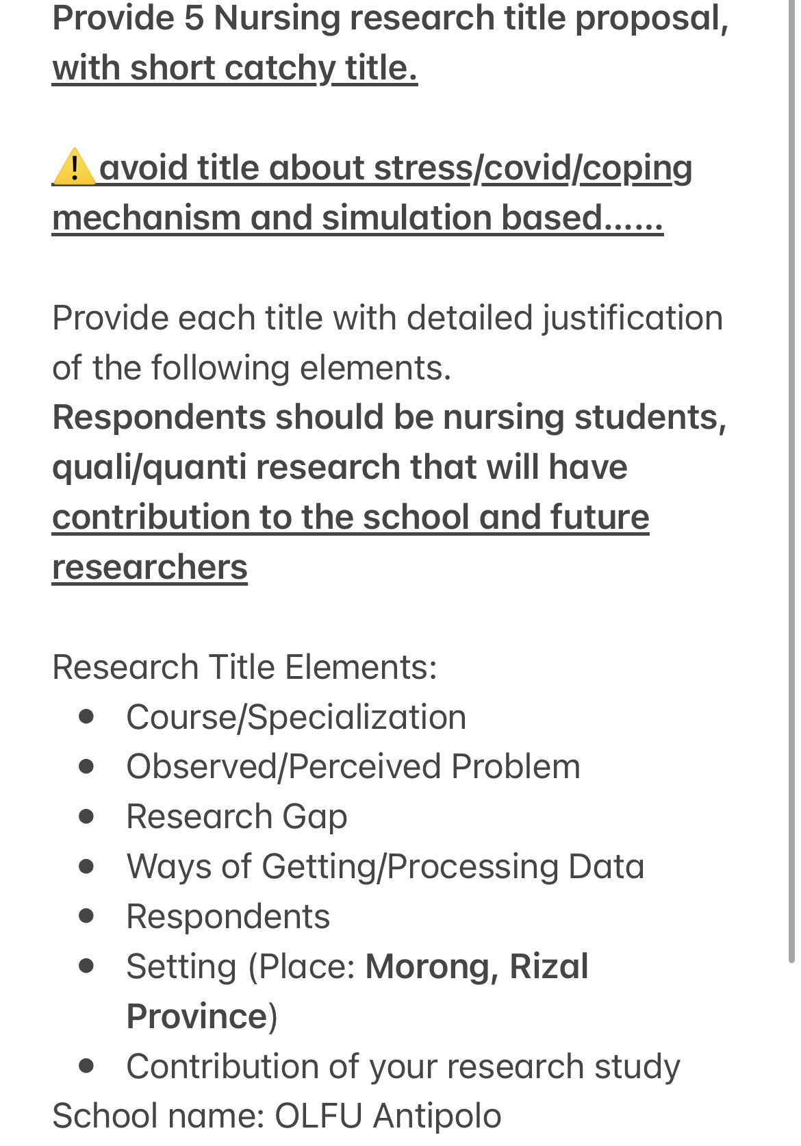 possible questions in research title proposal