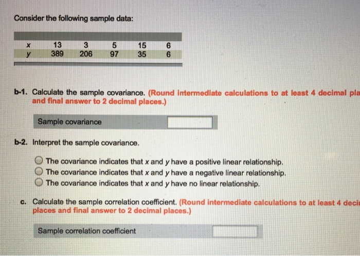 Solved Consider The Following Sample Data B 1 Calculate