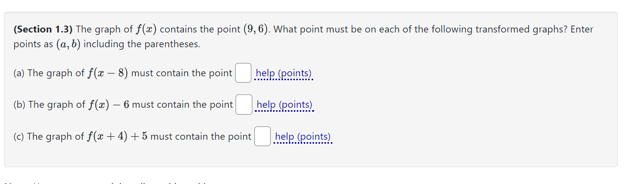 Solved (Section 1.3) The graph of f(x) contains the point | Chegg.com