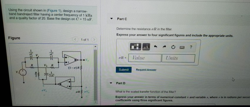 Solved Using the circuit shown in (Figure 1), design a | Chegg.com
