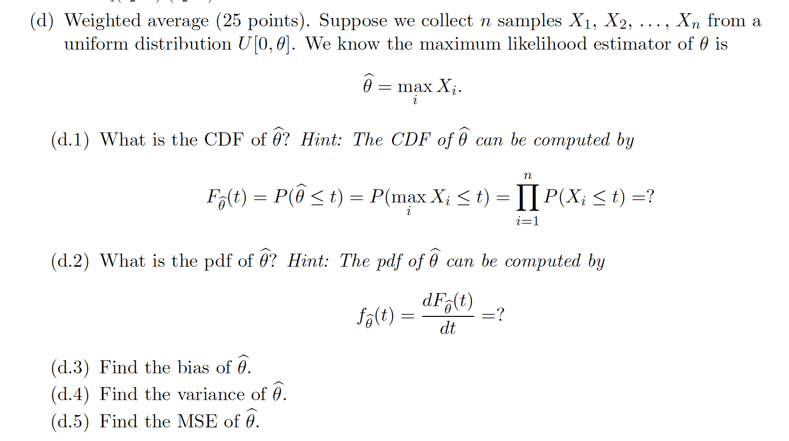 Solved D Weighted Average 25 Points Suppose We Colle Chegg Com