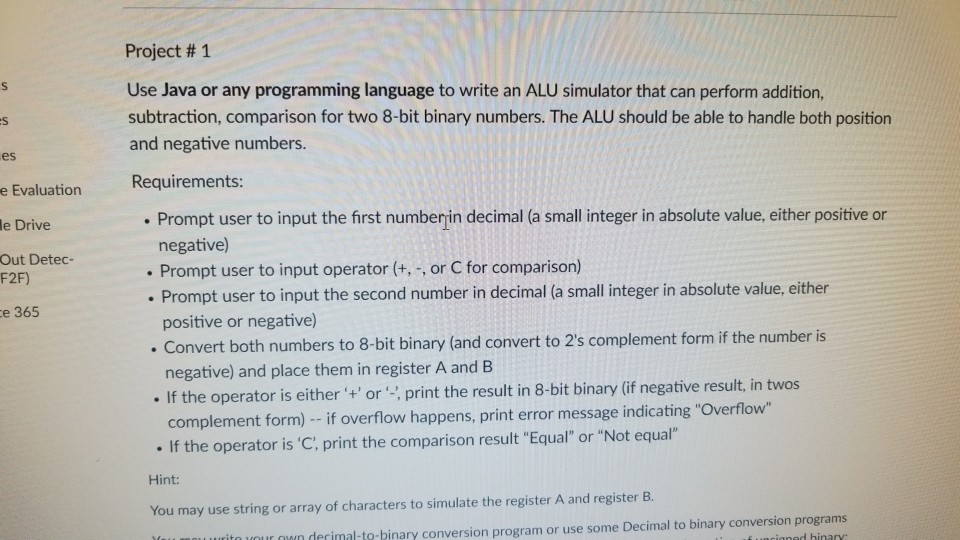 Solved Project # 1 Use Java or any programming language to | Chegg.com