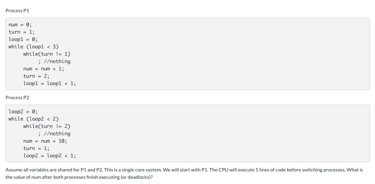 Solved Assume all variables are shared for P1 and P2. This | Chegg.com