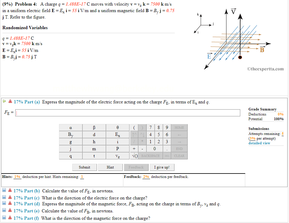 Solved 9 Problem 4 A Charge Q 1 4e 17 C Moves Wit Chegg Com