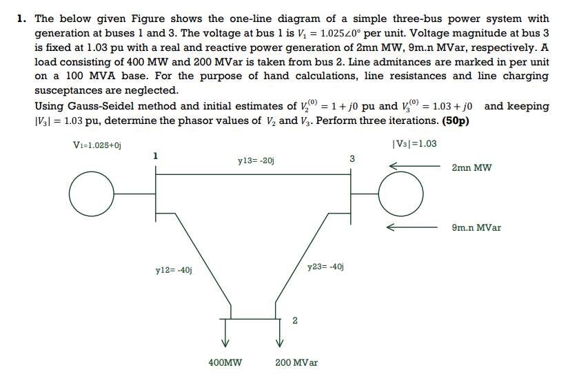 Solved 1. The Below Given Figure Shows The One-line Diagram | Chegg.com