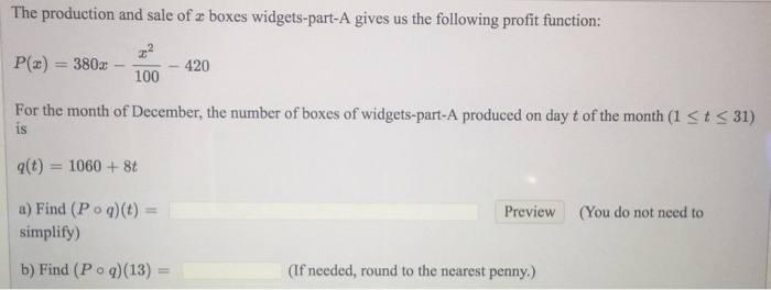Solved The production and sale of x boxes widgets-part-A | Chegg.com