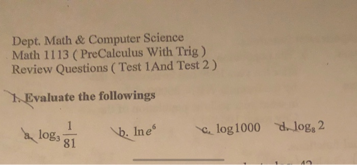 Pre Calculus Math 1113 Module 1 Problem Examples Solved Dept. Math & Computer Science Math 1113 (PreCalculus | Chegg.com