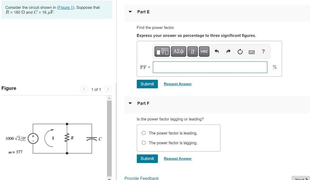 Solved Consider the circuit shown in Part A R=180Ω and | Chegg.com