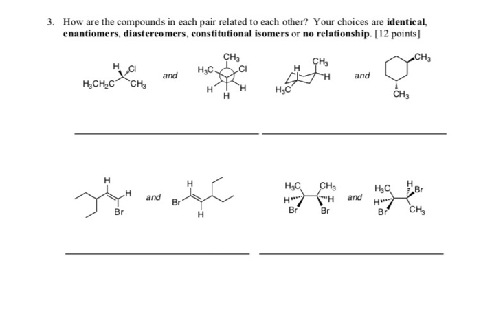 Solved 3. How are the compounds in each pair related to each | Chegg.com