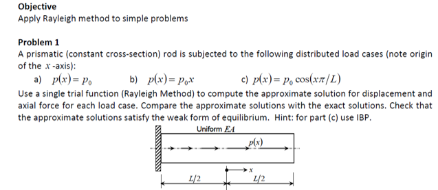 Solved Objective Apply Rayleigh Method To Simple Problems | Chegg.com