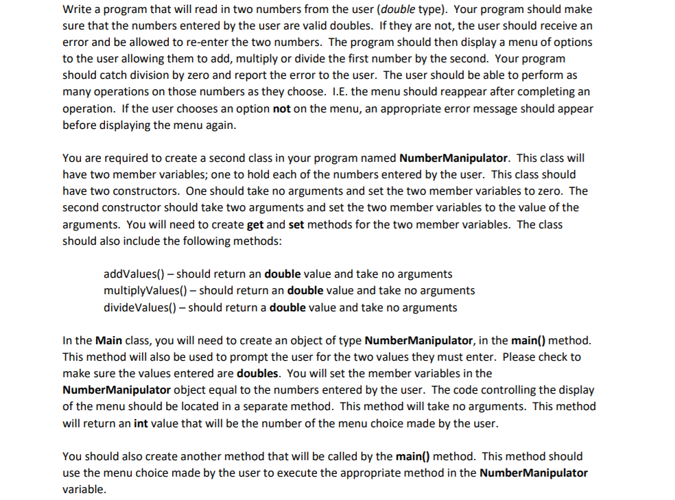 Solved Write a program that will read in two numbers from | Chegg.com