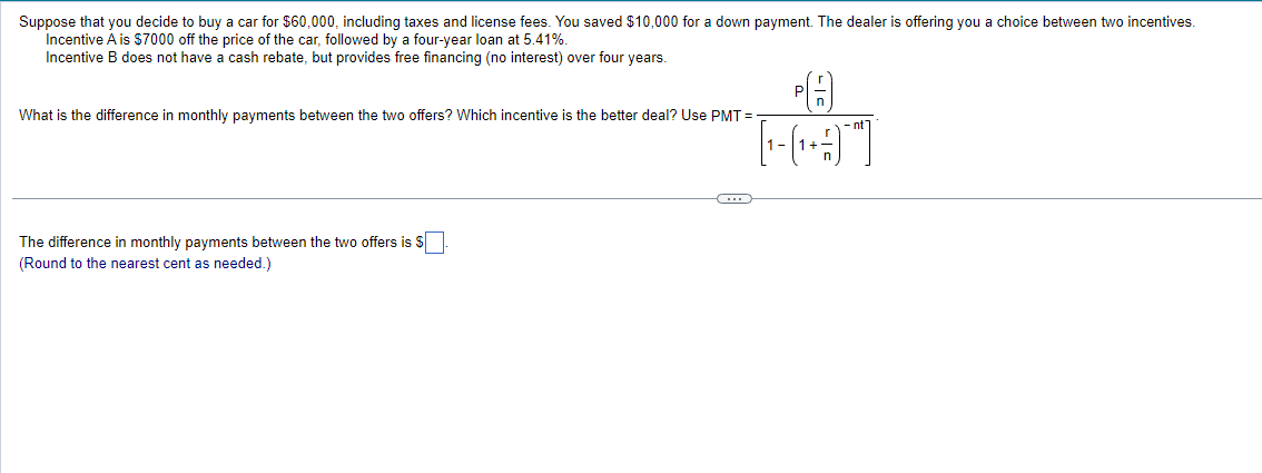 Solved Suppose That You Decide To Buy A Car For $60,000, | Chegg.com