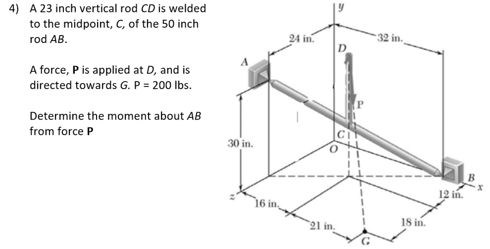 Solved 4) A 23 Inch Vertical Rod CD Is Welded To The | Chegg.com