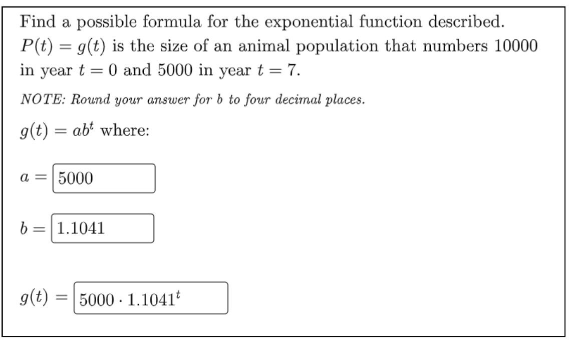 Solved Find a possible formula for the exponential function | Chegg.com