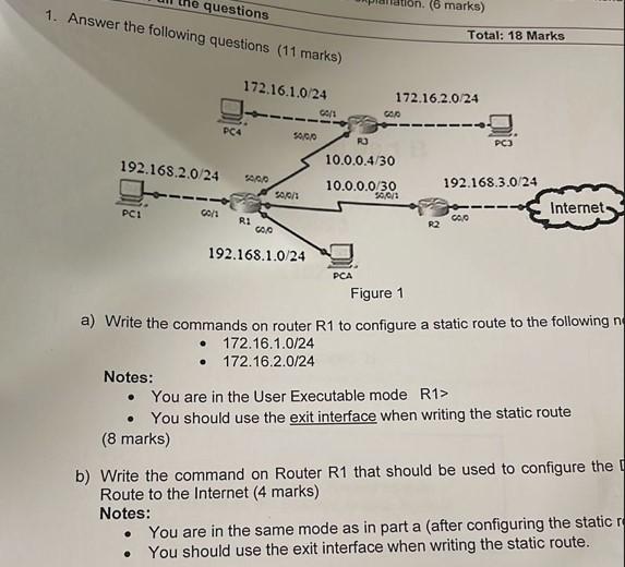 Solved 1. Answer the following questions ( 11 marks) Total: | Chegg.com