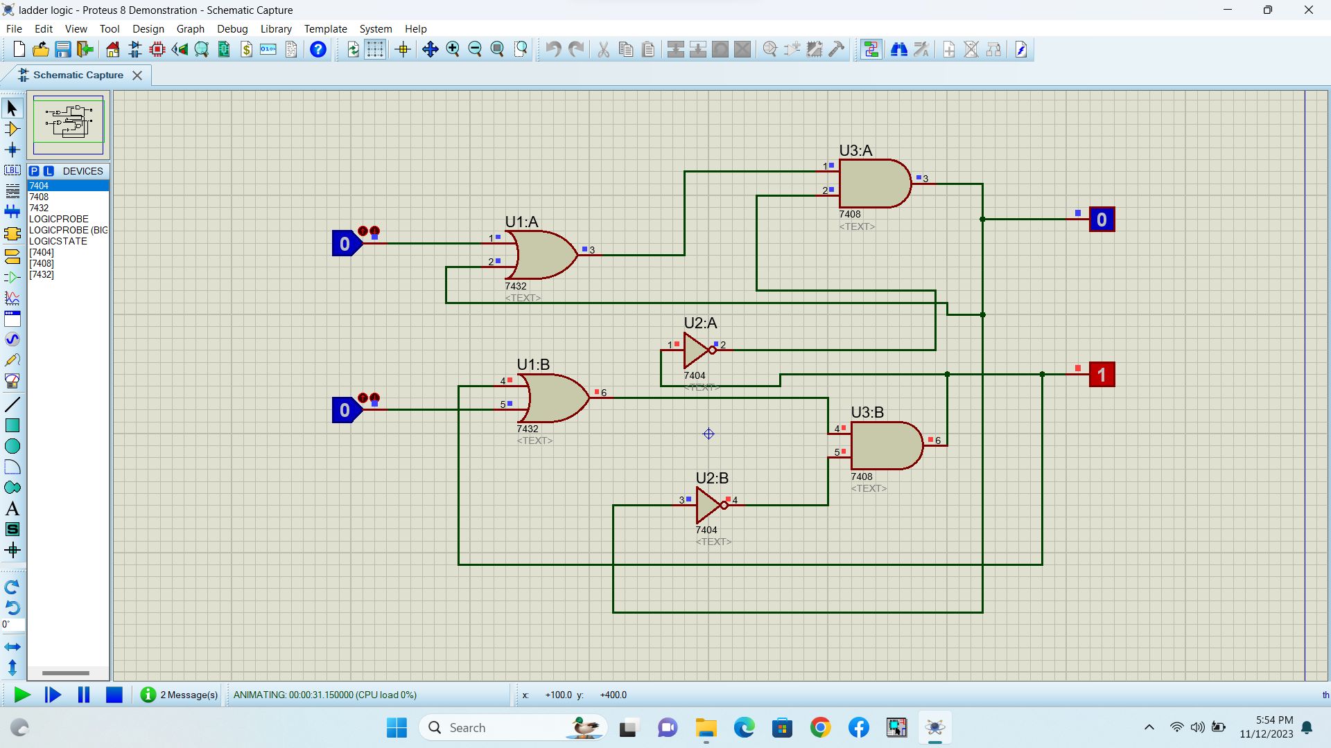 Solved This is a Proteus 8 ﻿Demonstration for ladder logic. | Chegg.com