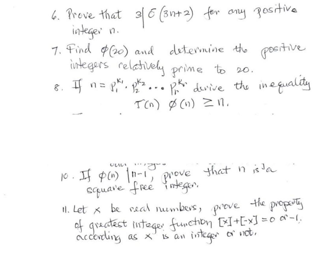 Solved 6. Prove that 3 € (3h+2) for any positive integer n. | Chegg.com