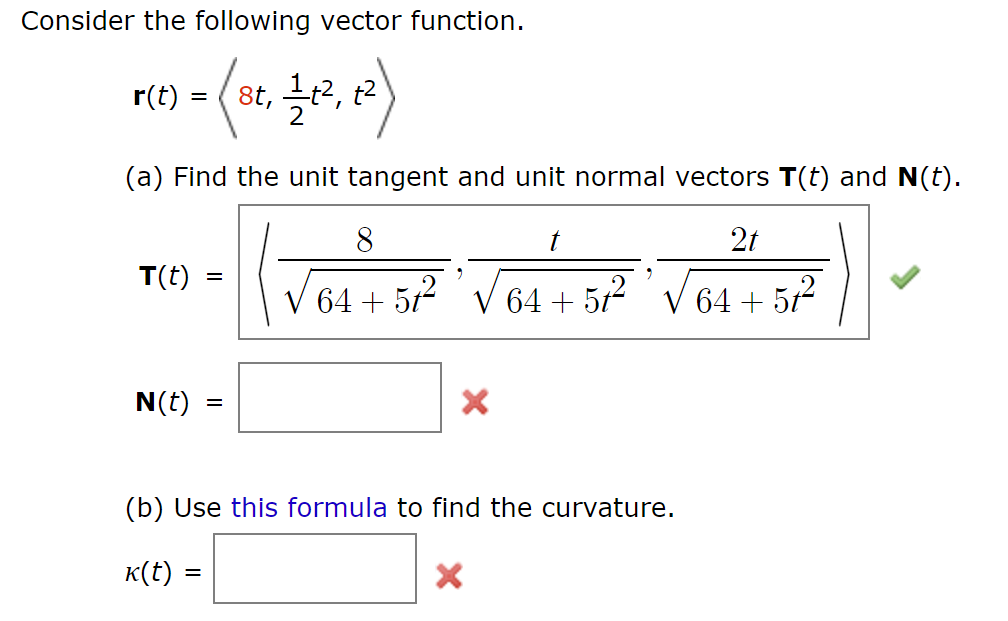 Solved Consider The Following Vector Function 8t, T2, T2