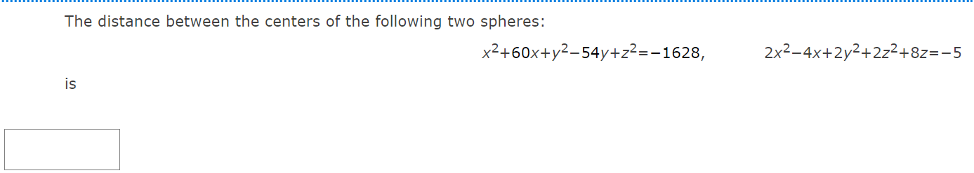 Solved The distance between the centers of the following two | Chegg.com