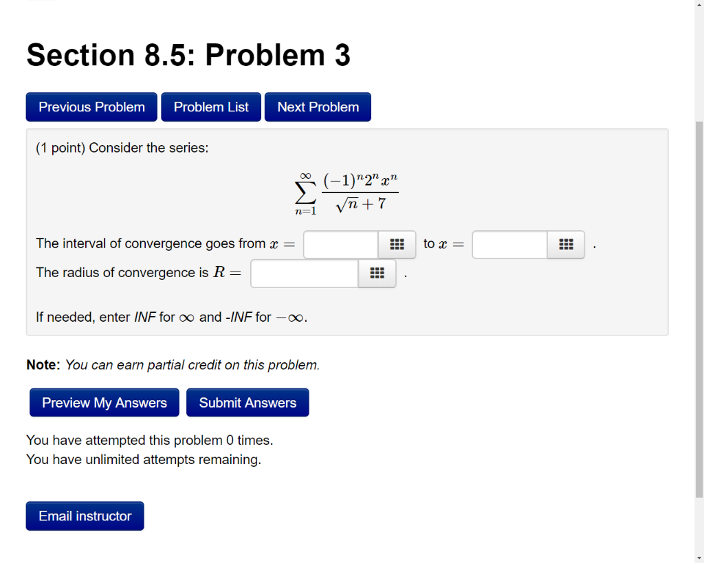 Solved Section 8.5: Problem 3 Previous Problem Problem List | Chegg.com