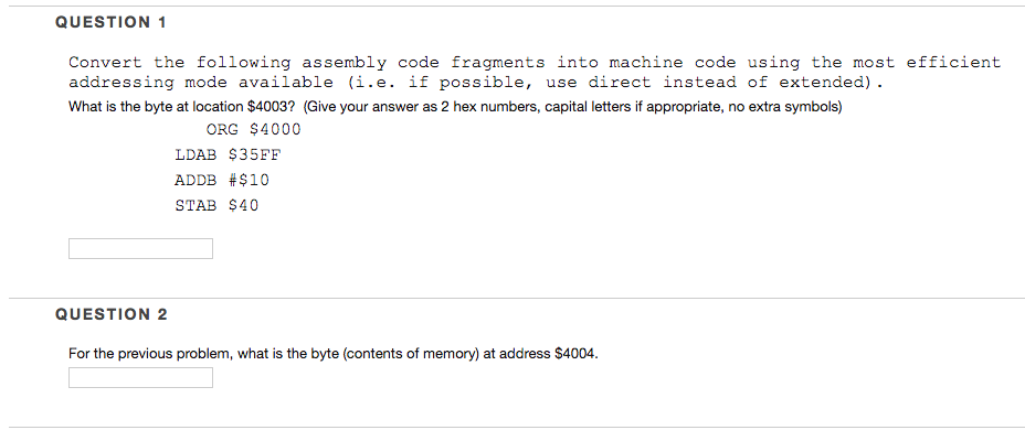 Solved QUESTION 1 Convert the following assembly code | Chegg.com