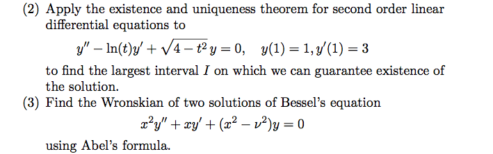 Solved (2) Apply The Existence And Uniqueness Theorem For | Chegg.com