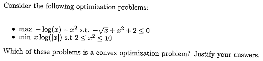 Solved Consider the following optimization problems: • max – | Chegg.com