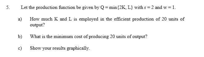 Solved 5. Let the production function be given by Q = | Chegg.com