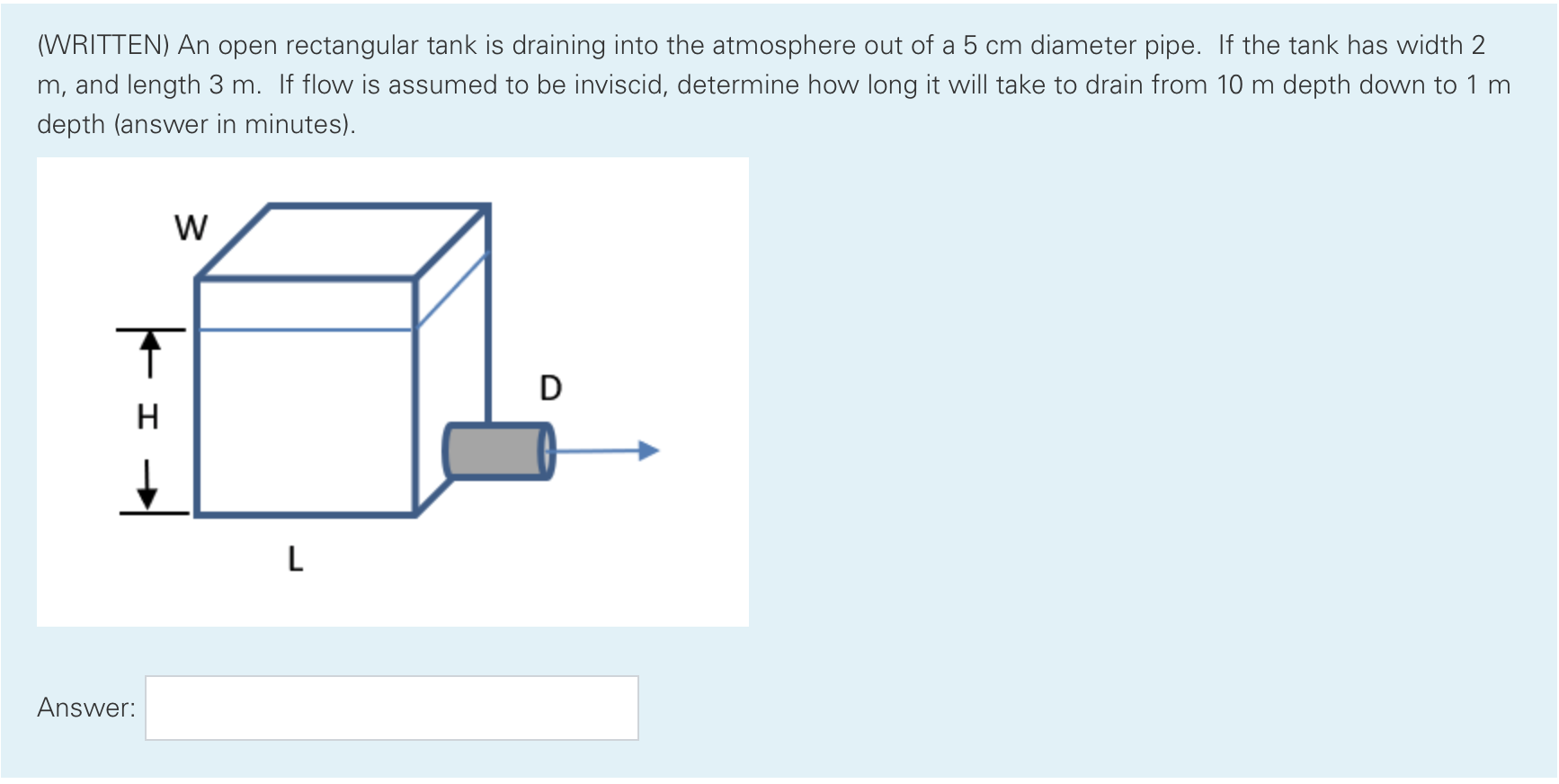 Solved (WRITTEN) An open rectangular tank is draining into | Chegg.com