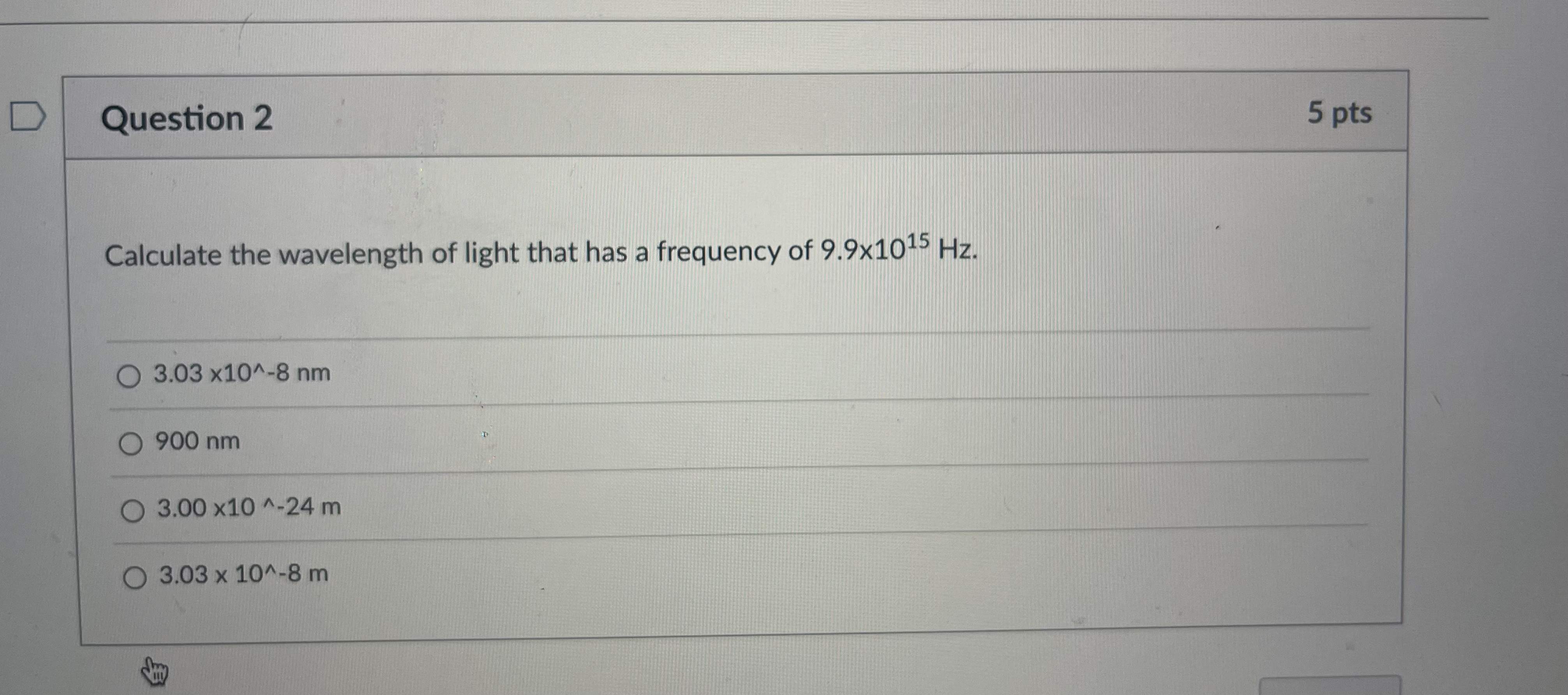 Solved Calculate the wavelength of light that has a | Chegg.com