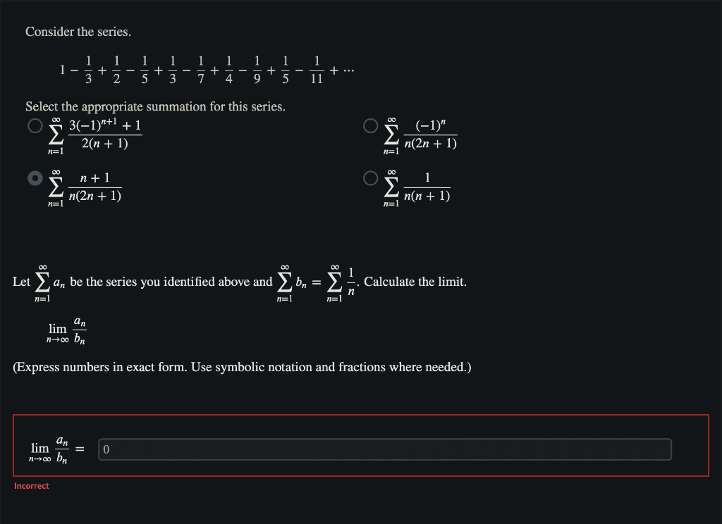 Solved Consider the series. 1 1 1 1 - 1 3 + 1 2 1 5 1 1 + - | Chegg.com