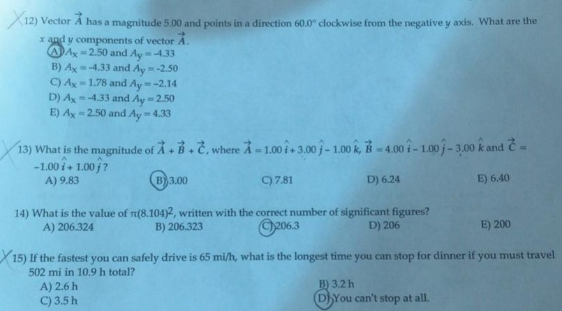 Solved 12 Vector A Has A Magnitude 5 00 And Points In A Chegg Com