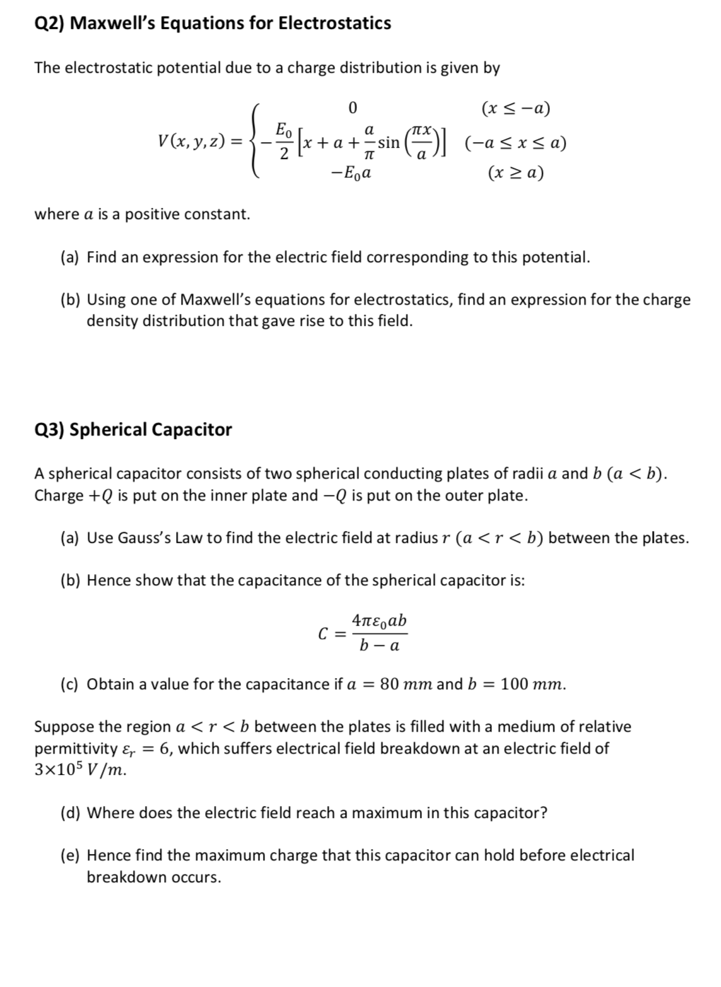 Solved Q2) Maxwell's Equations for Electrostatics The | Chegg.com