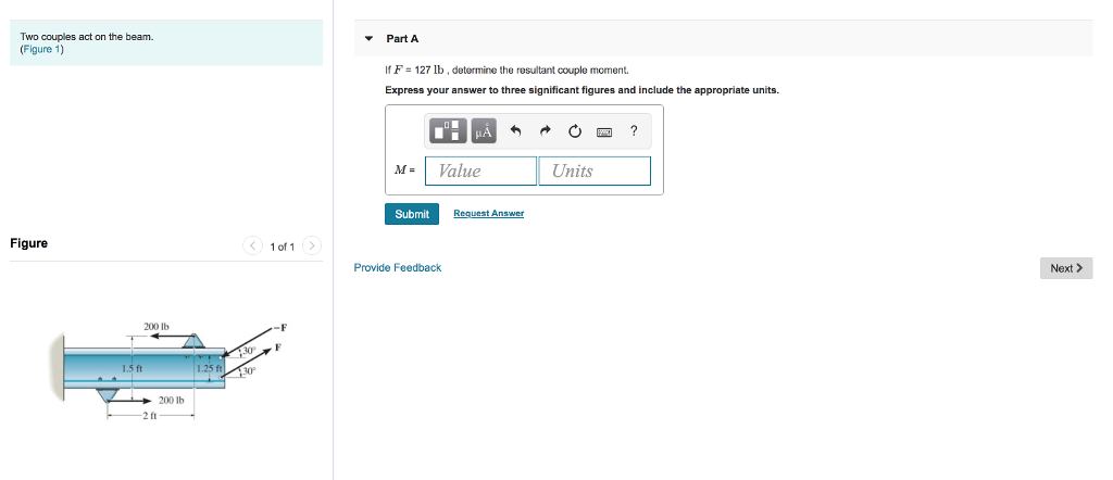 Solved Two Couples Act On The Beam Figure 1 Figure