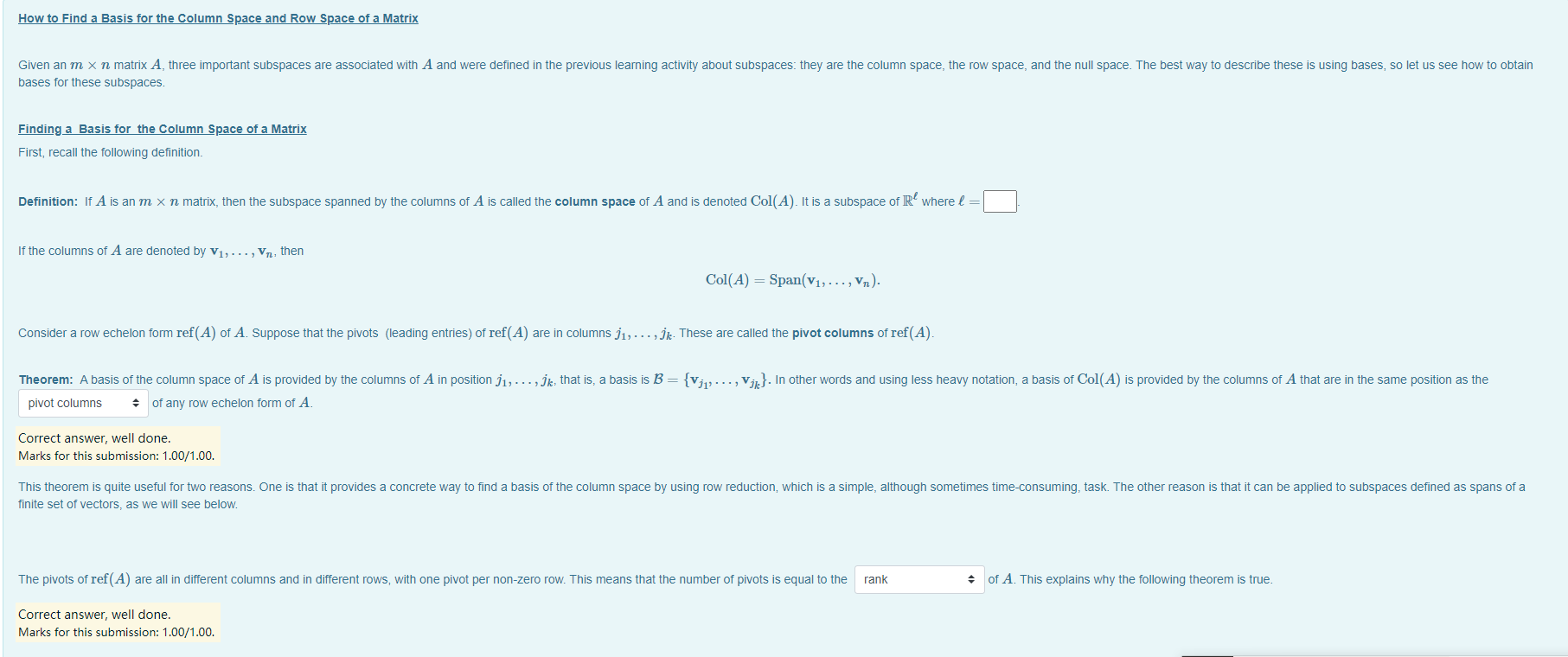 Solved How to Find a Basis for the Column Space and Row Chegg