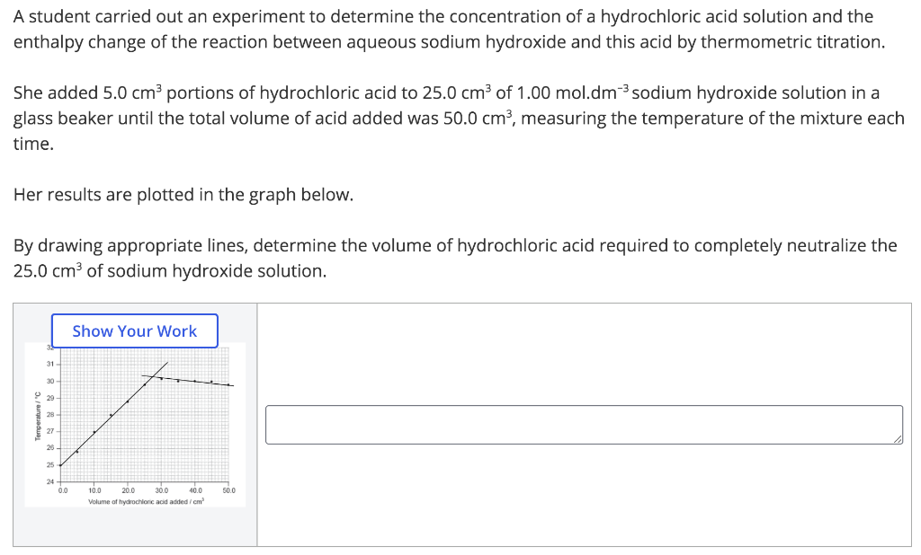 Solved A student carried out an experiment to determine the | Chegg.com