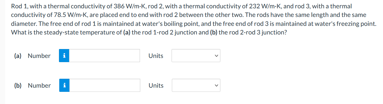 Solved Rod 1 , with a thermal conductivity of 386 W/m⋅K, rod | Chegg.com