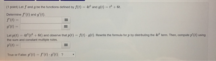 Solved (1 point) Let f and g be the functions defined by | Chegg.com