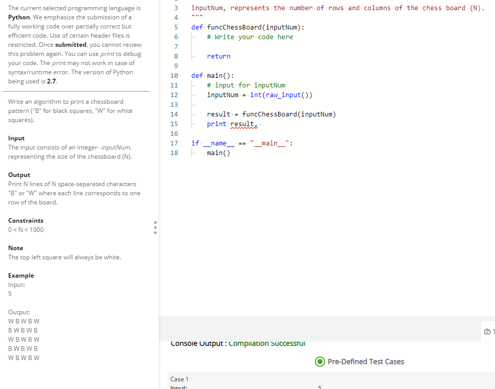 Solved The current selected programming language is Python. | Chegg.com