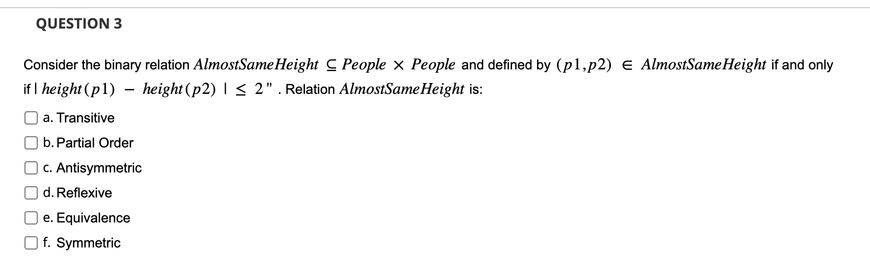 Solved QUESTION 3Consider The Binary Relation | Chegg.com