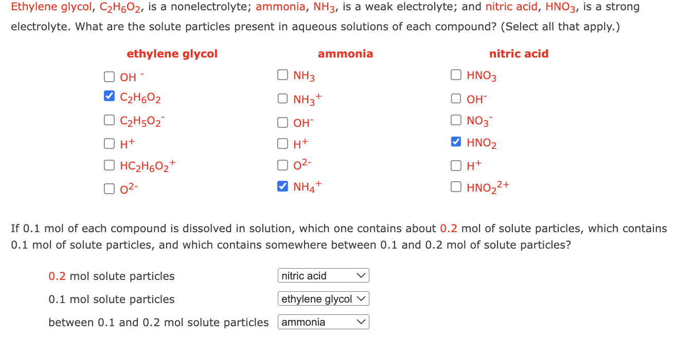 Solved Ethylene glycol C2H6O2 is a nonelectrolyte Chegg