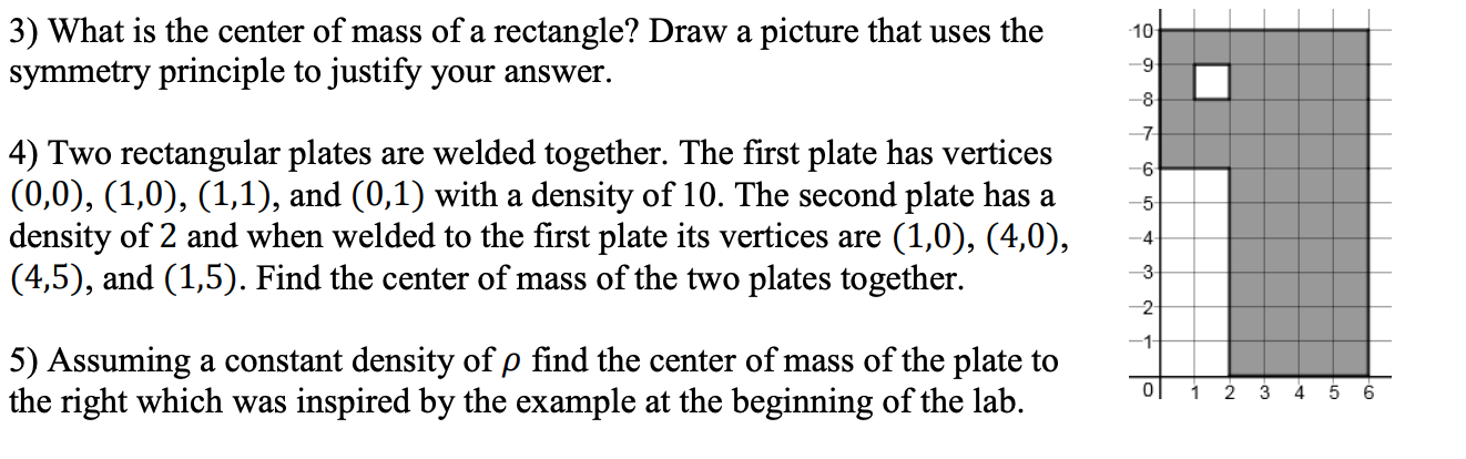 Solved -10 3) What is the center of mass of a rectangle? | Chegg.com